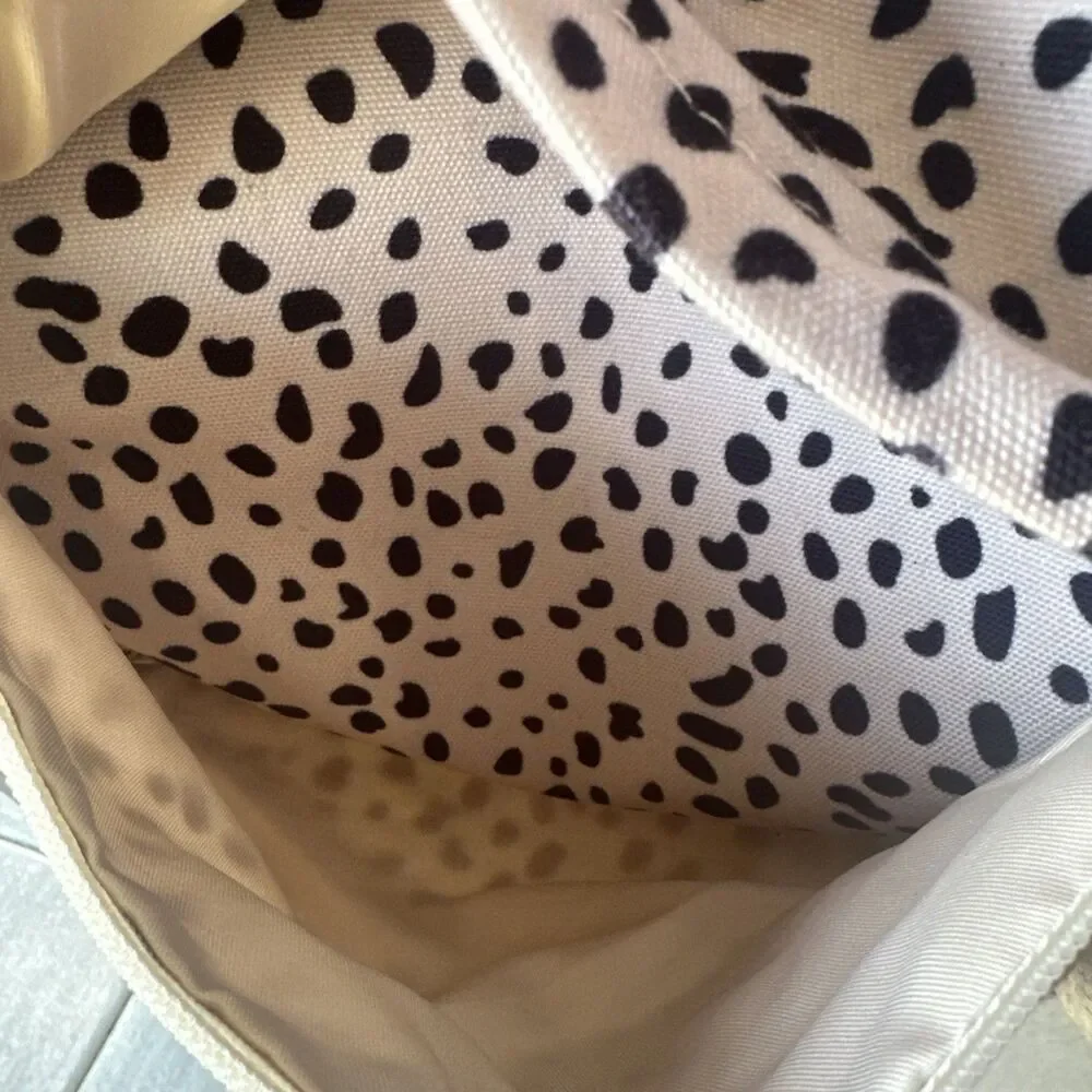 Snow Leopard Print Girl’s Women’s Beige Black Spots Animal Print School Backpack